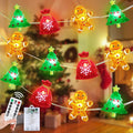 Christmas Fairy Lights Battery Operated with Remote, 10FT 30 LED Gingerbread Man Christmas Tree Lucky Bag String Lights with 8 Modes & Timer, Twinkle Lights for Outdoor Indoor Party Xmas Decorations