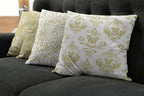 Ambesonne Retro Throw Pillow Cushion Case Pack of 4, Trellis Grid Medieval Floral Damask Mandala Flower Ornament in Modern Monochrome, Modern Accent Double-Sided Digital Printing, 16", Pale Khaki