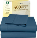 California Design Den Twin XL Sheet Sets - 400 Thread Count Sateen, 100% Cotton Sheets Set, Deep Pockets, Cooling and Durable Bedding for Dorm Rooms & Adults - Peacock Blue