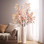 4 Pcs Artificial Cherry Blossom Flower Branches, Bulk Silk Faux Flowers Real Touch Bouquet for Home Wedding Party Centerpieces Spring Summer Decor, Vase Not Included(Champagne)