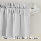 RYB HOME Semi Sheer Curtains - Linen Textured Wave Curtains Privacy Light Airy Drapes for Living Room Bathroom, Dove Grey, 52 inch Width x 90 inch Length, 2 Panels