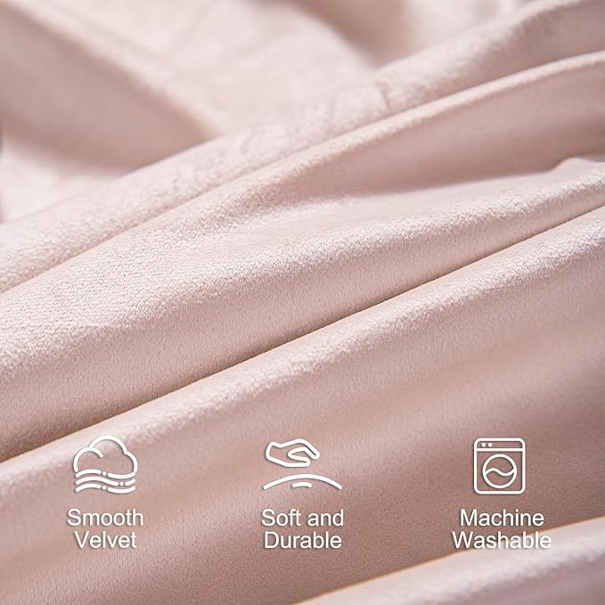 Lazzzy Velvet Blackout Curtains Thermal Insulated Room Window Drapes Super Soft Luxury Curtains for Living Room Bedroom Rod Pocket 2 Panels, Dusty Pink, 52" W x 90" L