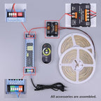24V CCT COB LED Strip Lights Kit 65.6ft (2 Rolls of 32.8ft), 2700K-6500K Dimmable White Cuttable LED Tape Light CRI 93 with Remote Controller and Power Supply for Bedroom Indoor Decoration