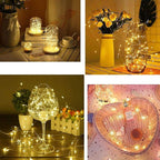 24 Packs Fairy Lights Battery Operated LED String Light 10.2FT 30LEDs Waterproof Copper Wire Firefly Light Mini Starry Moon Light for DIY Crafts Wedding Table Party Bedroom Christmas deco(Warm White)