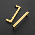 Ravinte 10 Pack Solid Kitchen Cabinet Handles Gold Slim Cabinet Pulls Drawer Pulls with 3-1/2 Inch Hole Center Square Bar Kitchen Cabinet Hardware Brushed Brass Cabinet pulls