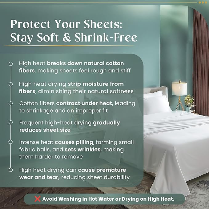 800 Thread Count Egyptian Cotton Sheets Queen Sheet Set Deep Pocket,100% Cotton Bed Sheets Queen Size Set, No Pill Soft & Comfy Naturally Cool Breathable Elasticated Sheet & Pillowcase Sets-Lavender