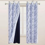BONZER Mix and Match Curtains - 2 Pieces Branch Print Sheer Curtains and 2 Pieces Blackout Curtains for Bedroom Living Room Grommet Window Drapes, 37x63 Inch/Panel, Indigo, Set of 4 Panels
