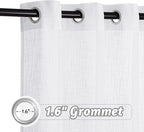 RYB HOME Short Sheer Curtains - Linen Textured Small Window Curtains Semi Sheer Drapes Privacy Breathable Drapery Filter Sunlight for Kitchen, Nursery, RV, W 52" x L 45", 2 Panels, White