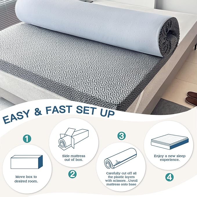 Airensky 3 Inch Memory Foam Mattress Topper, Cooling Gel Infused High Density King (76"x80") Topper with Removable Skin-Friendly Cover, Bed Topper for Pressure Relief Back Pain, CertiPUR-US Certified