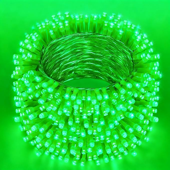 66Ft 200LED Green Christmas Tree Lights Plug in,Connectable Green HalloweenLights,8 Modes String Lights Indoor Outdoor for Party Bedroom Garden Decor (Clear Wire)