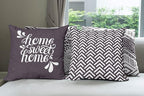 Ambesonne Geometric Throw Pillow Cushion Case Pack of 4, Home Phrase Minimal Zigzag Squama Dahlia Flower Petals Chevron Tribal, Modern Accent Double-Sided Digital Printing, 24", Dark Mauve and White