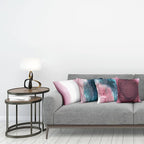 Ambesonne Marble Print Throw Pillow Cushion Case Pack of 4, Watercolor Effect Brushstrokes Stains and Hues Modern Bicolour, Modern Accent Double-Sided Digital Printing, 18", Petrol Blue and Dried Rose