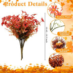 250 Pcs Artificial Fall Greenery Thanksgiving Eucalyptus Leave Floral Stems Silver Dollar Flower Bulk Fake Faux UV Resistant Shrubs Bushes DIY Bouquet Vase Floral Arrangement Table Decor