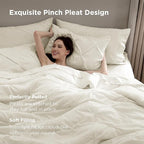 Bedsure Queen Comforter Set Ivory - Bed in a Bag Queen Size Bedding 7 Pieces, GentleSoft™ Pintuck Bed Set Gift for Family, Pinch Pleat All Season Comforter with Sheets, Pillowcases & Shams