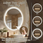 36''x36'' Lighted Mirrors for Bathroom Wall Backlit + Front Lit, Round LED Bathroom Mirror Frameless with Lights Anti Fog, Dimmable, 3 Colors,Tempered Glass, Shatter-Proof