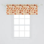 Ambesonne Fall Window Valance Pack of 2, Autumnal Theme with Swirly Intricate Shapes and Flying Leaves Print, Rod Pocket Curtain Valances for Kitchen Bedroom, 54" X 18", Ginger Marigold and Beige
