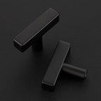 10 Pack Black Cabinet Knobs - Sqaure Bar Cabinet Pulls Matte Black Knobs for Kitchen Drawer Stainless Steel Dresser Hardware 2in Length Single Hole