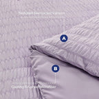 HYMOKEGE Lavender Queen Comforter Set Seersucker 7 Pieces, All Season Luxury Bed in a Bag for Bedroom, Bedding Set with Comforters, Sheets, Pillowcases & Shams
