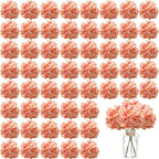 100PCS Artificial Hydrangea Flowers, Fake Flowers Silk Hydrangea Full Flowers Heads with Stems for Wedding Home Party Shop Baby Shower Decor (Rubber Pink)