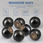 FoDau770 15pcs Black Wood Knobs, Round Ball Cabinet Knobs Vintage Drawer Pulls, Natural Wooden Cabinet Hardware for Furniture Drawer Dresser Wardrobe Cupboard - 1-1/2" Diameter