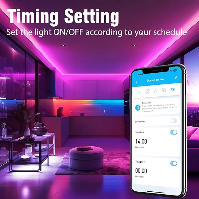 VOLIVO Led Strip Lights 130ft 24V,Bluetooth RGB App Controlled Led Light Strip Music Sync, Color Changing Lighting for Bedroom, Home Decor