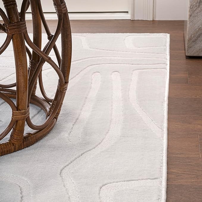 JONATHAN Y Graphic Lines High-Low Indoor Area Rug 5X8 White/Cream, Alcina Modern Scandinavian for Living Room, Bedroom, Kitchen, Easy-Cleaning, High Traffic, Pet-Friendly, Non-Shedding SND102B-5