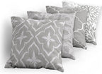 Ambesonne Vintage Throw Pillow Cushion Case Pack of 4, Monochrome Design Grid Trellis Quatrefoil Mesh and Dahlia Flowers Modern Print, Modern Accent Double-Sided Digital Printing, 20", Grey White
