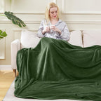 HOZY Soft Blanket Travel Size Fleece Warm Fuzzy Throw Blankets for The Bed Sofa Lightweight 350GSM Green 50"*61"