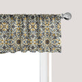 Ambesonne Turkish Pattern Window Valance, Flowers in and Traditional Style, Curtain Valance for Kitchen Bedroom Decor with Rod Pocket, 42" x 18", Earth Yellow Slate Blue