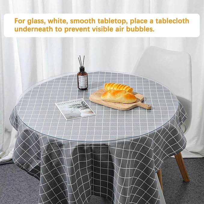 68 Inch Clear Round Table Cover Protector 1.5mm Thick Table Protector for Dining Room Waterproof Plastic PVC Vinyl Tablecloth Cover Circle Tabletop Desk Pad Mat for Furnture Coffee End Bed Side Table