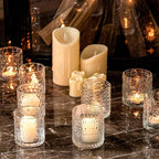 24pcs Assorted Votive Candle Holders - Clear Glass Tea Lights Candle Holder in Bulk, Tealight Candle Holder for Table Centerpiece Wedding Decor Home Decoration