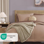 Monbix King Size Comforter Set - 7 Pieces Bed in a Bag King, Rust Pink Bedding Sets with Comforter, All Seasons Down Alternative Comforter Bed Set with Sheets, Pillowcases & Shams