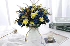 Artificial Flowers with Vase Faux Flower Arrangements for Table Decor Table Centerpieces for Dining Room-Navy Blue
