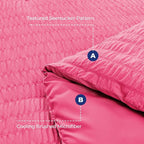 HYMOKEGE Hot Pink Twin XL Comforter Set Seersucker 5 Pieces, All Season Luxury Bed in a Bag for Bedroom, Bedding Set with Comforter, Sheets, Pillowcase & Sham