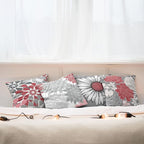 Ambesonne Floral Throw Pillow Cushion Case Pack of 4, Flower Petals Modern Color Palette Chamomile Peony Dahlia and Sunflower Print, Modern Accent Double-Sided Digital Printing, 16", Dark Coral Grey