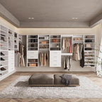 ROOMTEC 28.5" Tall Hanging Closet Unit, Modular Closet System with Hanging Rod, Wardrobe Organizer for Bedroom or Walk-in Closet, Wall Mounted, Customizable Clothes Storage Unit, White