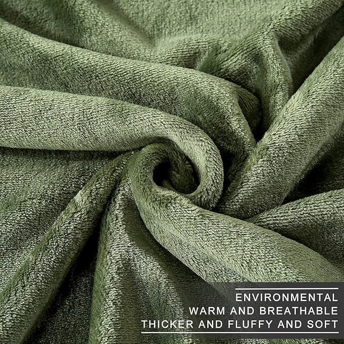 Richave 350GSM Fleece Blankets King Size for The Bed Warm Sofa Blanket 90" x 108"(Green King)