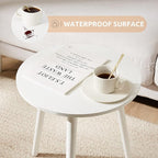 Apicizon Small Round Side Tables End Table Bedroom, White Nightstand Bedside Table for Living Room, Coffee Table with White Wood Legs, 16.5 x 20.5 Inches