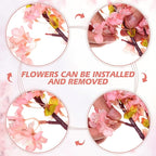 Giegxin Set of 8 Silk Cherry Blossom Branches Cherry Blossom Tree Stems Long Stem Artificial Flowers for Tall Vase Flowers for Home Wedding Vase Floral Arrangements, 39.37 Inch (Pink)