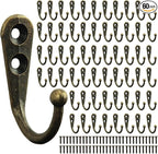 POZEAN 60 Pack Wall Hooks for Hanging, Heavy Duty Small Coat Hooks Wall Mounted for Living Room, Bathroom, Kitchen, Bedroom for Key, Cup, Bag, Hat, Scarf, and More (Bronze)