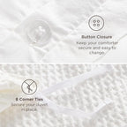 Bedsure 100% Cotton Duvet Cover King Size with Fitted Sheet - 4 Pieces Coconut White Waffle Weave Bedding Set, GentleSoft™ and Breathable, Includes 1 Duvet Cover 104x90, 1 Fitted Sheet, 2 Pillow Shams