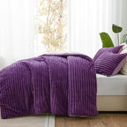 BEDELITE Fleece King Comforter Set -Super Soft & Warm Fluffy Purple Bedding, Luxury Fuzzy Heavy Bed Set for Winter with 2 Pillow Cases