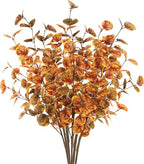 6pcs Artificial Fall Eucalyptus Leaves Stems 30" Faux Fall Leaf Fall Branches Autumn Decorations for Home Fall Floral Arrangements Farmhouse Table Centerpiece Decor, Yellow