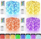 66ft 200LED Fairy Lights Battery Operated, 4 Pack 16.5ft 16 Color Changing String Light with Remote Timer, RGB Waterproof Twinkle Lights for Indoor Outdoor Room Garden Yard Gift Party Christmas Décor