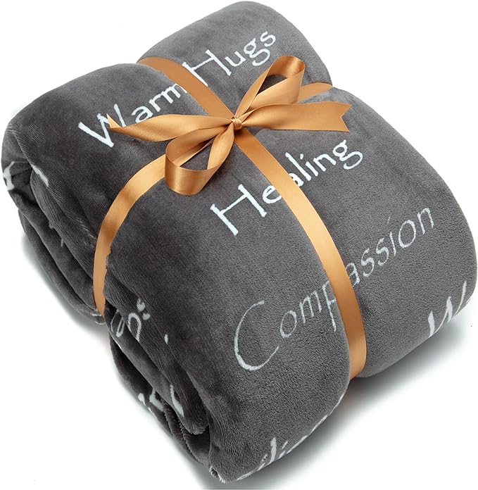 Chanasya Premium Healing Hugs Gift Throw Blanket - for Hope Support Comfort Encouragement Sympathy - Breast Cancer Chemo Surgery Get Well Soon Caring Gift - Patient Women Men Friend (Twin) Gray