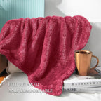 Exclusivo Mezcla Plush Fuzzy Fleece Bed Blanket King Size, Super Soft, Fluffy and Warm Blankets, Suitable for All Seasons (Deep Red, 90x104 Inches)