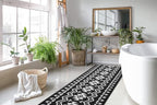Custom Length Cut to Size Tribal Ethnic Southwestern Inspired Hallway Runner Rug, Non Slip Rubber Backed, 31 inch Wide X Customized Length, Aztec Black, 31 inch X 22 feet