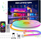 10ft Rgb Led Neon Rope Lights with Remote App Control, IP65 Waterproof Neon Strip Lights for Outdoor, DIY Design Flexible Led Rope Lights for Bedroom Music Sync, Gaming Accessories, Room Decor