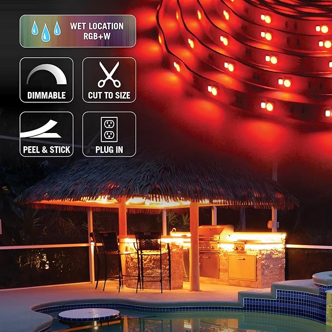 Armacost Lighting 624340 RibbonFlex Outdoor 24 ft. RGB+W Indoor/Outdoor LED Tape Light Kit