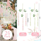 Giegxin 24 Pcs Artificial Wisteria Hanging Flowers 3.6 ft Artificial Fake Wisteria Vine Rattan Hanging Garland Silk Flowers String for Wall Home Wedding Party Greenery Decorations (Pink,White)